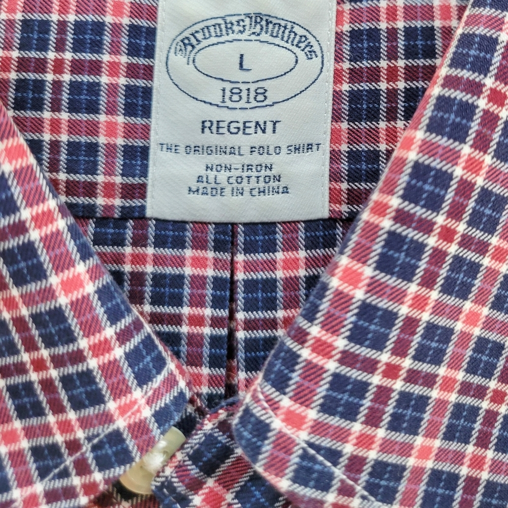 Brooks Brothers // M's Regent Fit Plaid Button Down Shirt // XL // Red & Blue - Picture 4 of 10